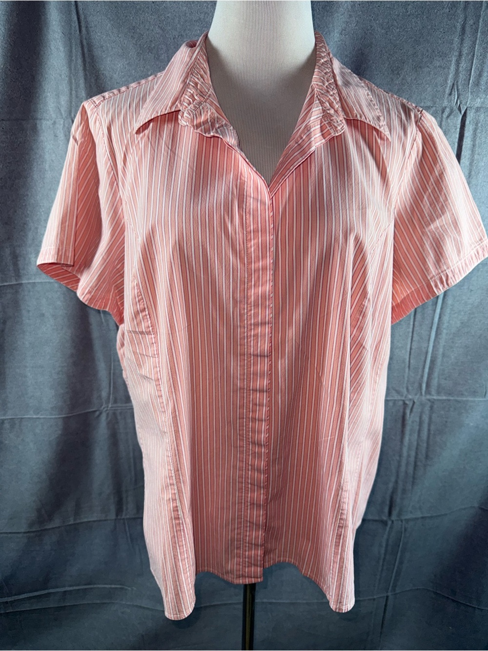 2645-Riders by Lee Pink & White Striped Short-Sleeve Button-Down Shirt
